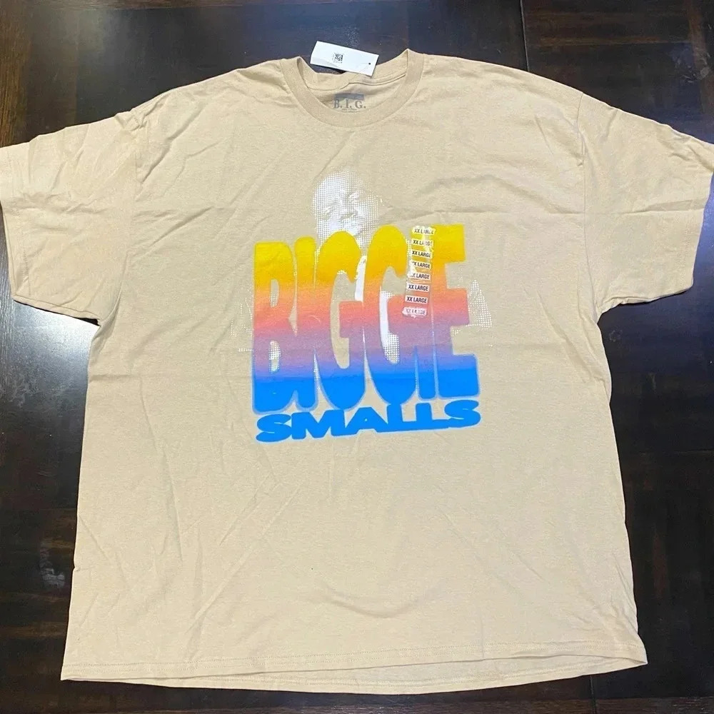 Biggie Smalls Graphic Tshirt Size XXL Beige Notorious B.I.G Short Sleeve